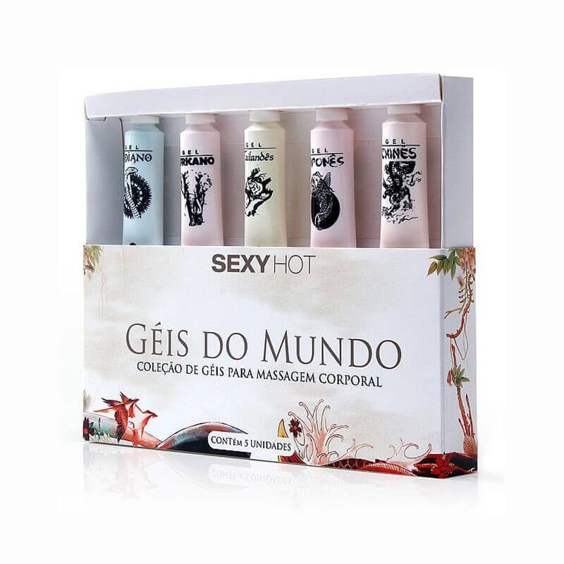 Kit de Géis para Massagem Corporal Inspirado nas Diversas Culturas - Sexy Hot Géis do Mundo - 5 Unidades | 8g - 1