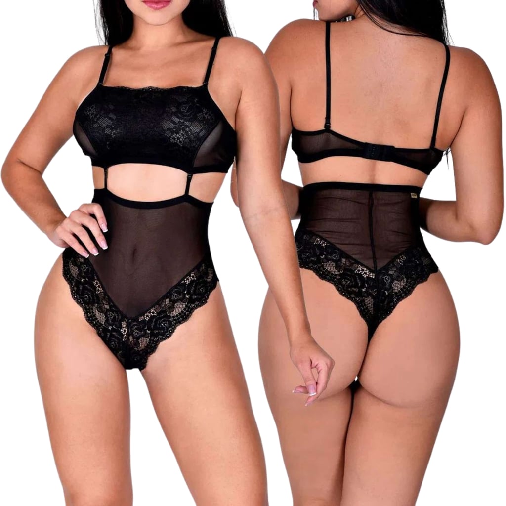 Body Alucinante em Tule Transparente com Detalhe de Renda - Sensualle | Tamanho Único - 1