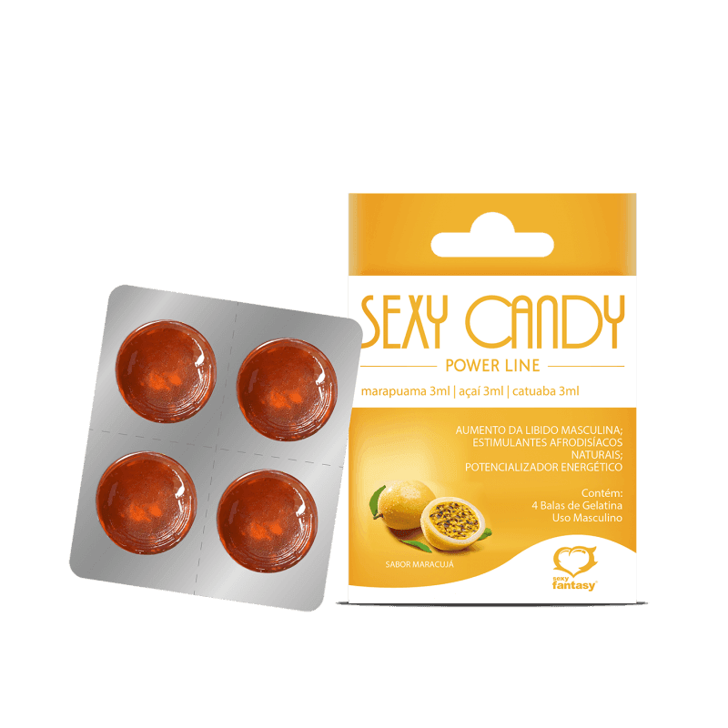 Sexy Candy - Bala Masculina de Maracujá que Melhora o Tempo de Ereção e Aumenta a Libido com Marapuama e Catuaba - Contém 4 Balas - 1