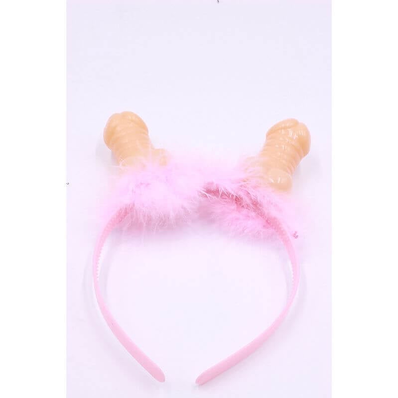 Tiara para Cabeça com Pênis e Plumas | Cor: Rosa - 1