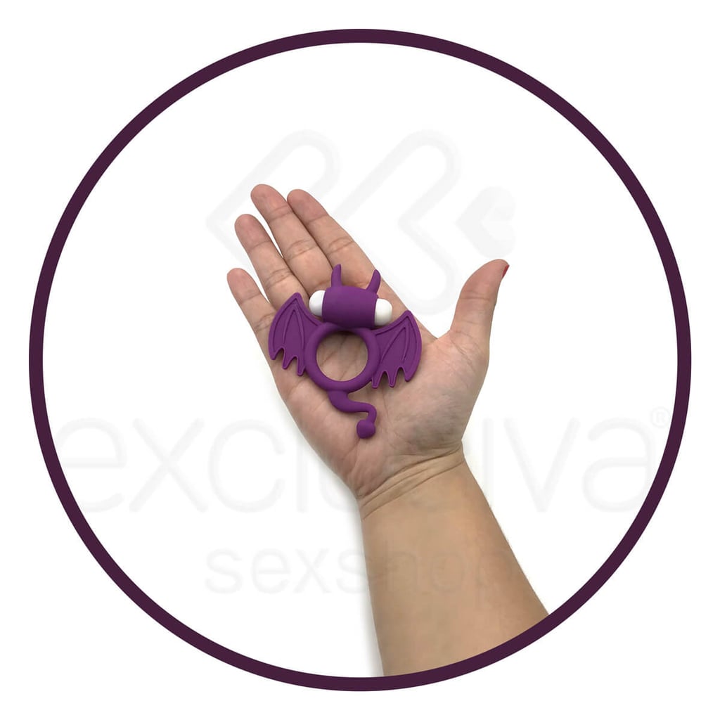 Anel Peniano com Estimulador Clitoriano em Formato de Morcego com Vibração Única - 3