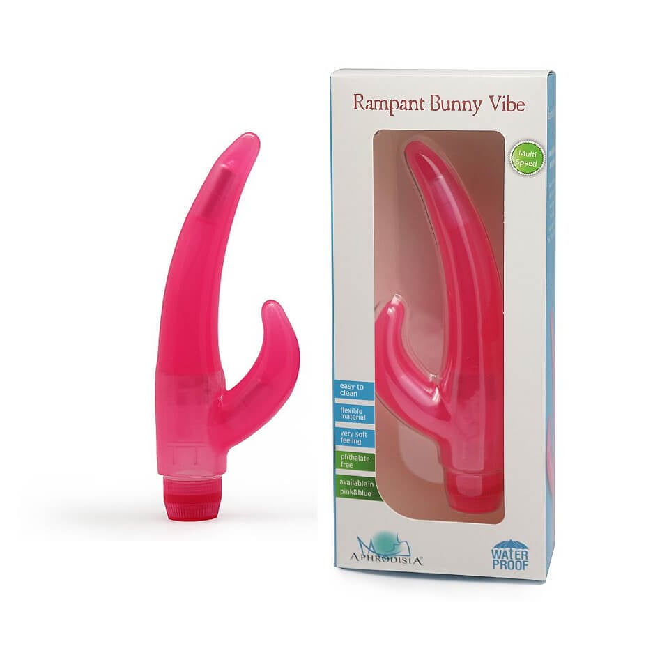 Aphrodisia Rampant Bunny Vibe - Vibrador Flexível Estimulador de Ponto G e de Clítoris com Vibração Multivelocidade - 18 x 3 cm | Cor: Rosa - 1
