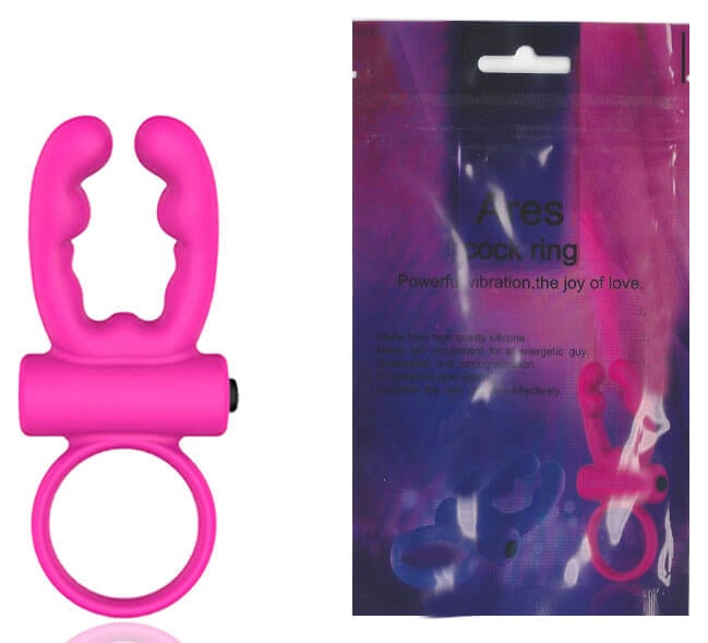 Ares Cock Ring - Anel Peniano com Duas Hastes para Estimulação e Vibração Única - 10 x 3 cm | Cor: Rosa - 1