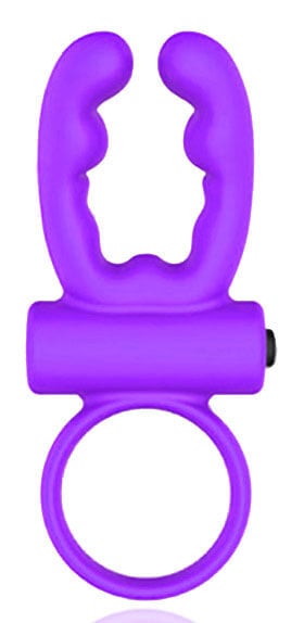 Ares Cock Ring - Anel Peniano com Duas Hastes para Estimulação e Vibração Única - 10 x 3 cm | Cor: Roxo - 2