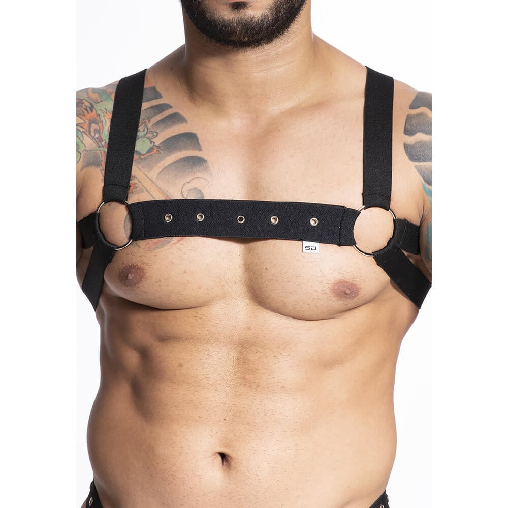 Arreio Harness em Elástico Entrelaçado com Argolas e Ilhós - Steves Designer | Disponível em 3 Cores - 1