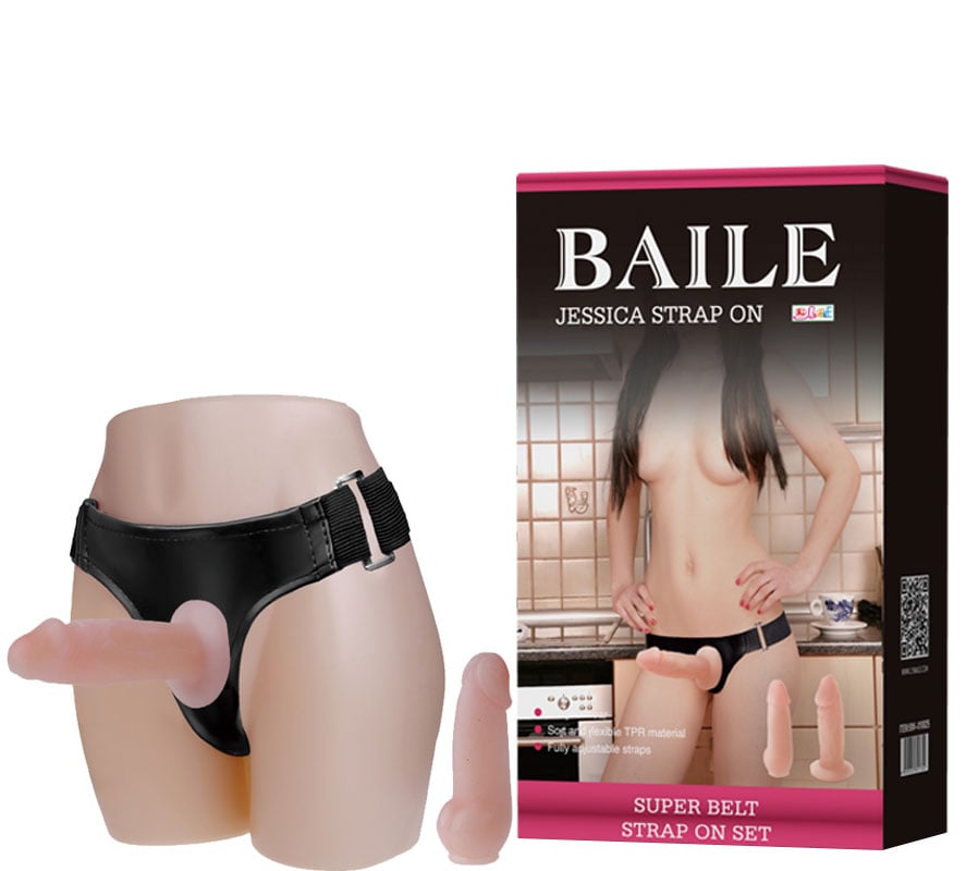 Cinta Peniana Ajustável com 2 Próteses em Formato de Pênis - Baile Jessica Strap On - 1