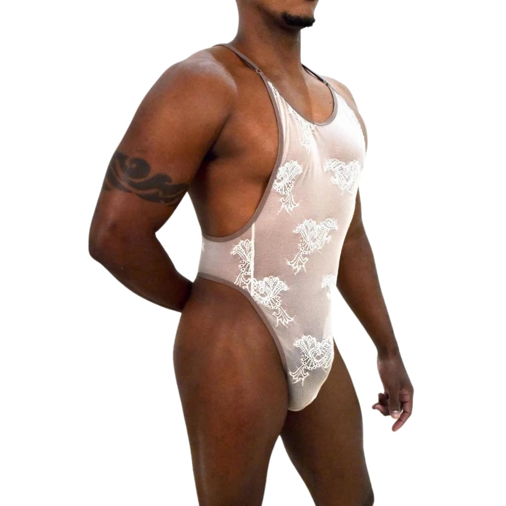 Body Masculino em Tule Bordado na Cor Nude - SD Clothing | Tamanho Único - 2