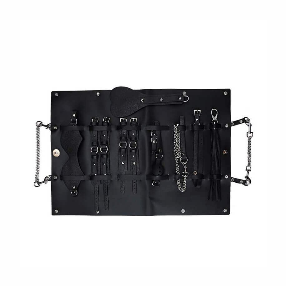Bondage Kits - Kit Bondage com 10 Itens em Couro e Metal Leve | Cor: Preto - 3