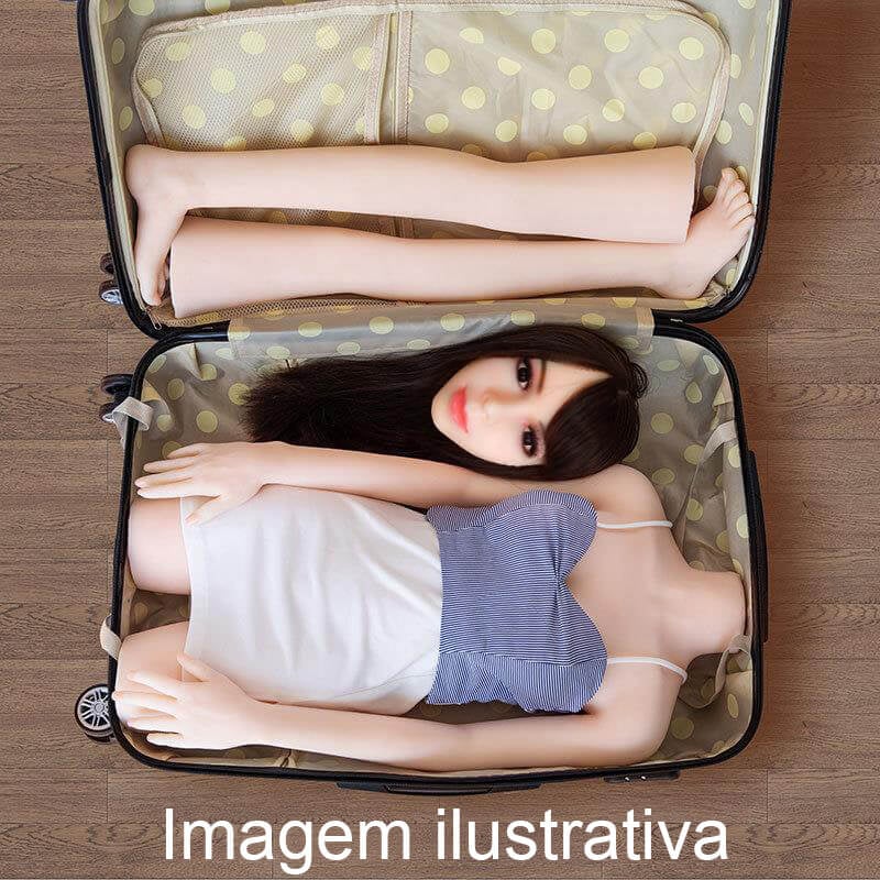 Bruna - Boneca Realística Desmontável em TPE com Pele Morena, Cabelo Escuro, Olhos Castanhos, Seios Médios, Vértebras em Aço, Mala para Transporte e Acessórios - 35 Kg e 1,65 Metros de Altura - 8