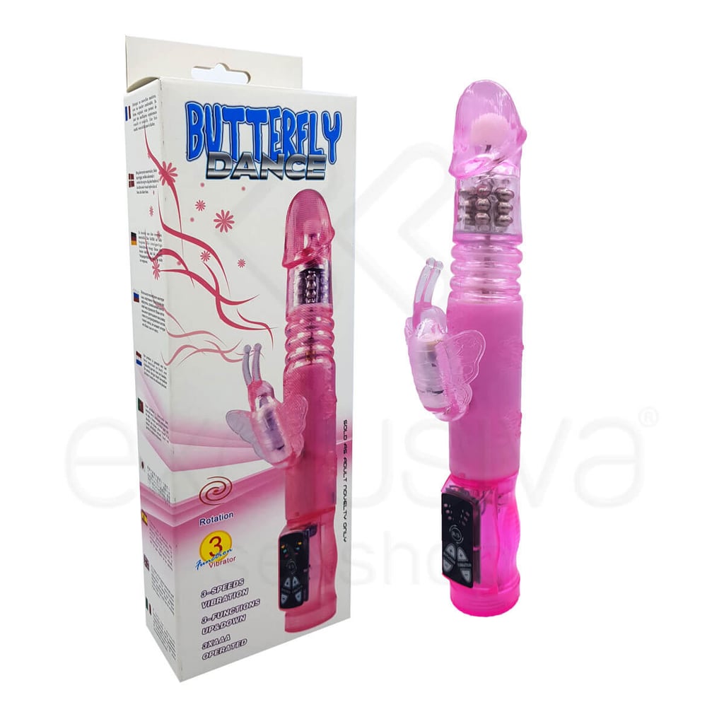 Vibrador Estimulador de Clítoris em Forma de Borboleta com Textura Anelar, 3 Modos de Rotação e 3 Velocidades de Rotação - Butterfly Dance - 24,5 x 3,3 cm - 1