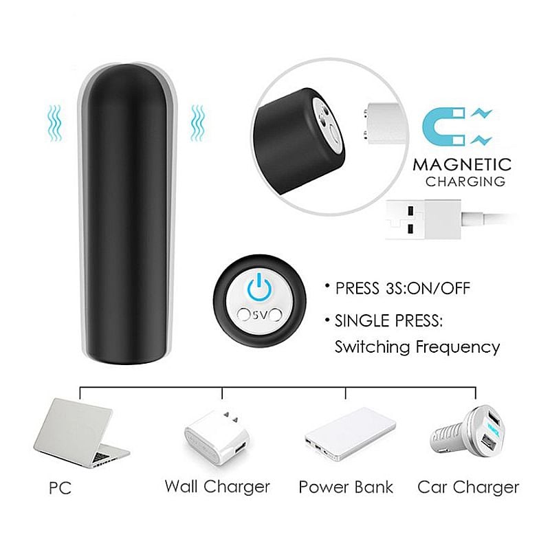 Cápsula Vibratória em Silicone com 9 Modos de Vibração, Resistente à Água e Recarregável - SI Seed | 7 x 1,8 cm | Disponível em 5 Cores - 8