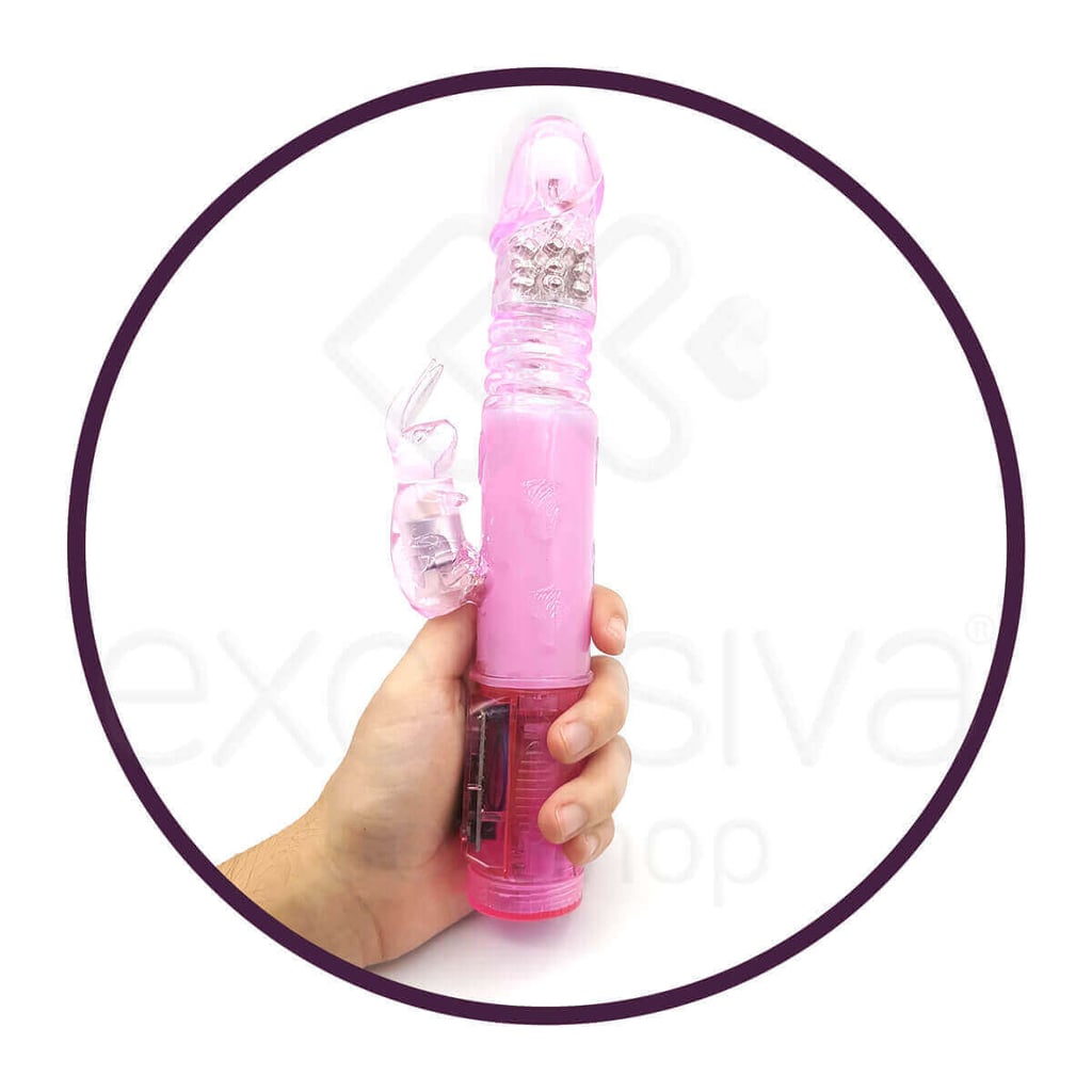Crazy Rabbit - Vibrador Estimulador de Clítoris em Forma de Coelho com Textura Anelar, 3 Modos de Rotação e 3 Velocidades de Rotação - 23,7 x 3,4 cm - 5