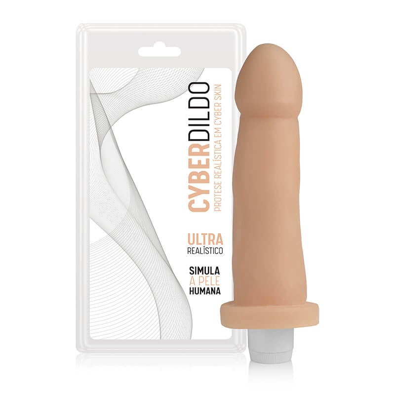Cyber Dildo R2 - Prótese Realística em Cyberskin com Glande Definida, Veias Salientes e Vibro Multivelocidade - 15,7 x 4,5 cm - 1