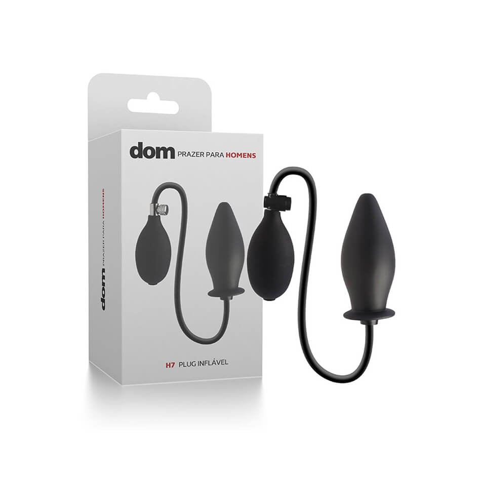 Dom H7 - Plug Anal Inflável em Formato Cônico, Feito em Elastômero - 11 x 4,3 cm - 1