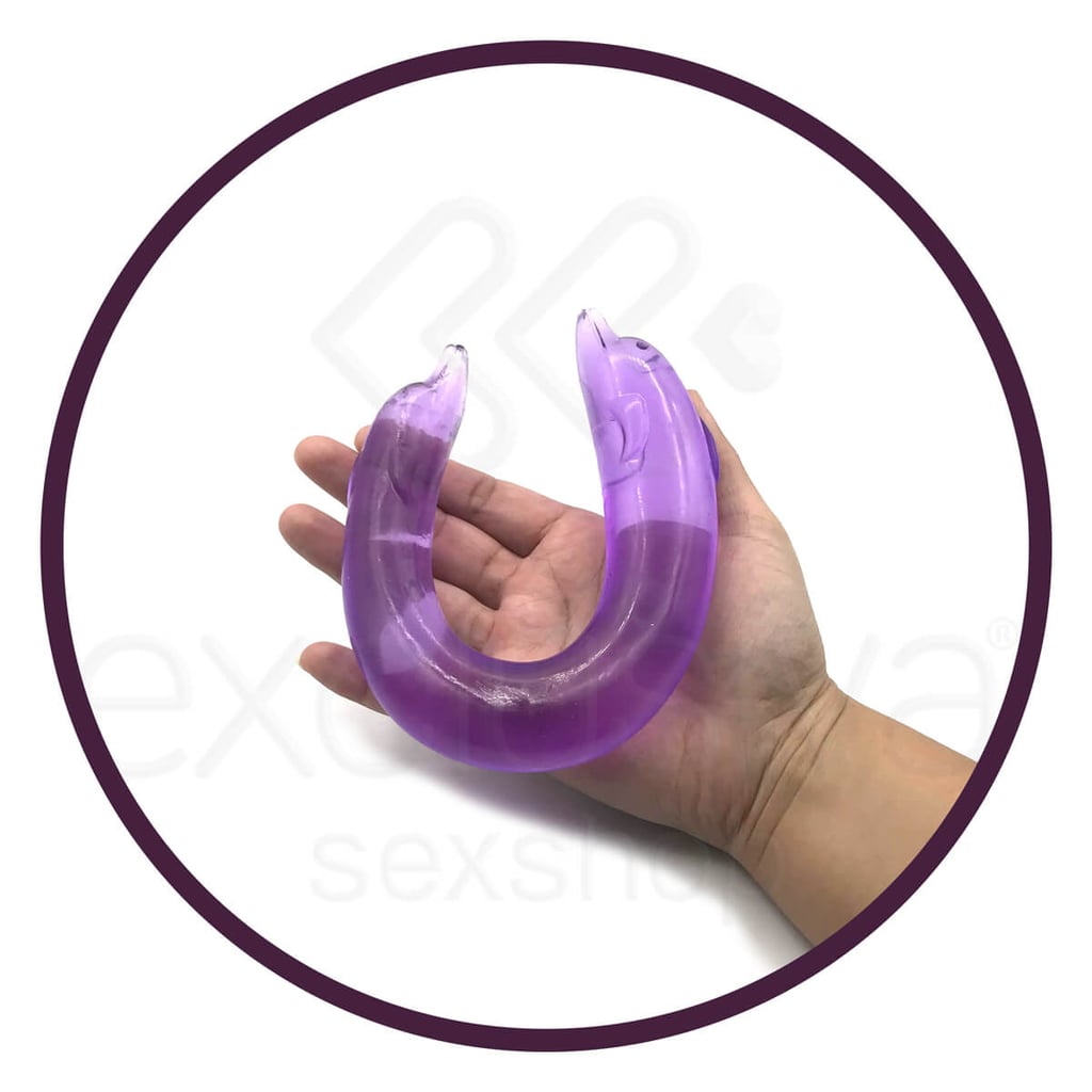 Double Dolphin - Prótese Dupla com Formato de Golfinho Flexível - 29,7 X 3 x 2,6 cm | Cor: Roxo - 5