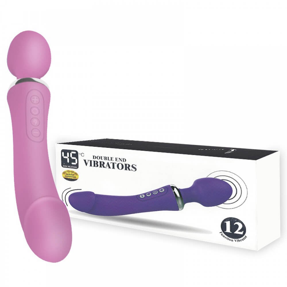 Double End Vibrators - Vibrador e Massageador Recarregável com 12 Modos de Vibração - 22 x 4 cm | Cor: Rosa Claro - 1