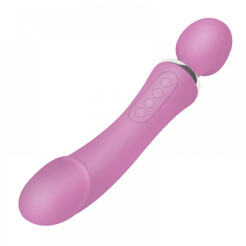 Double End Vibrators - Vibrador e Massageador Recarregável com 12 Modos de Vibração - 22 x 4 cm | Cor: Rosa Claro - 2