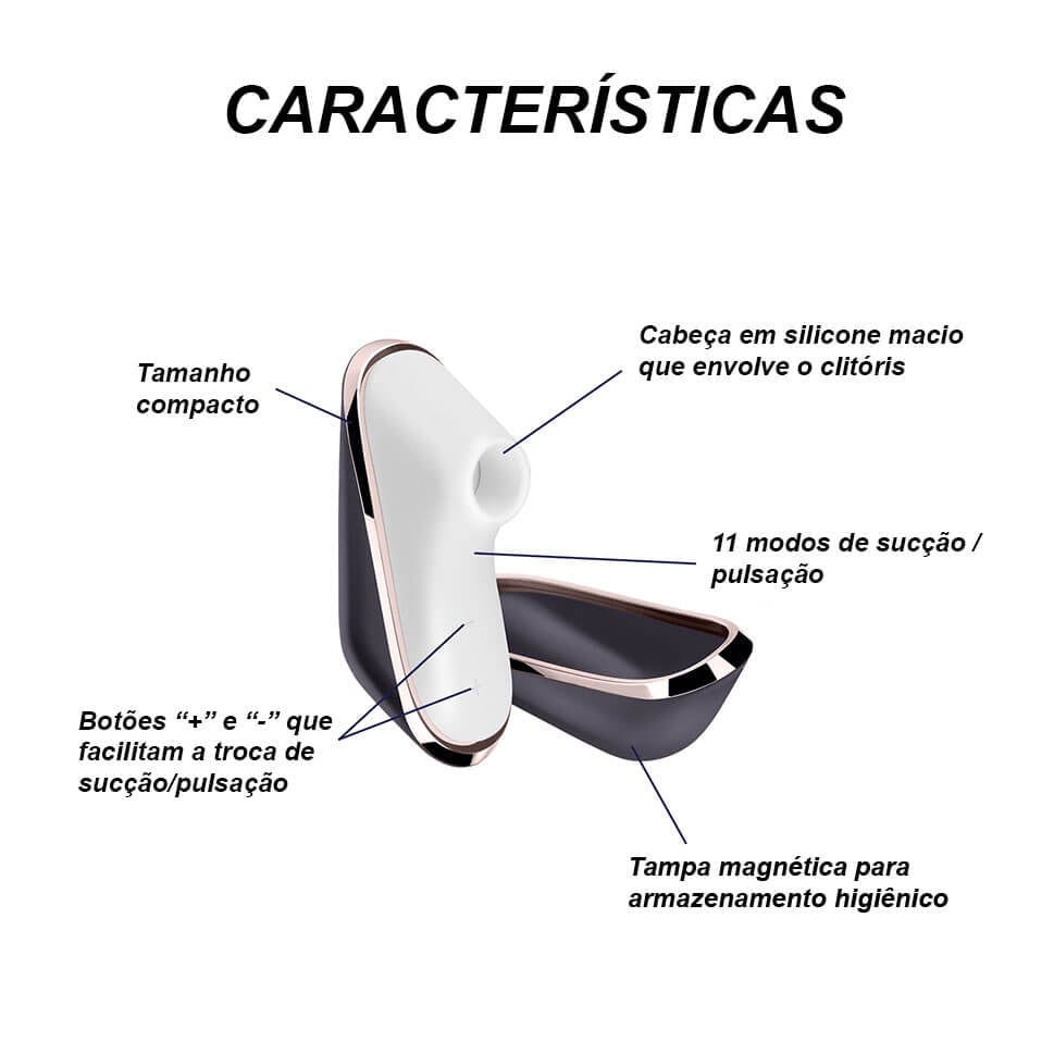 Estimulador Clitoriano Recarregável com 11 Níveis de Intensidade - Satisfyer PRO Traveler - 10 x 3,5 cm - 7