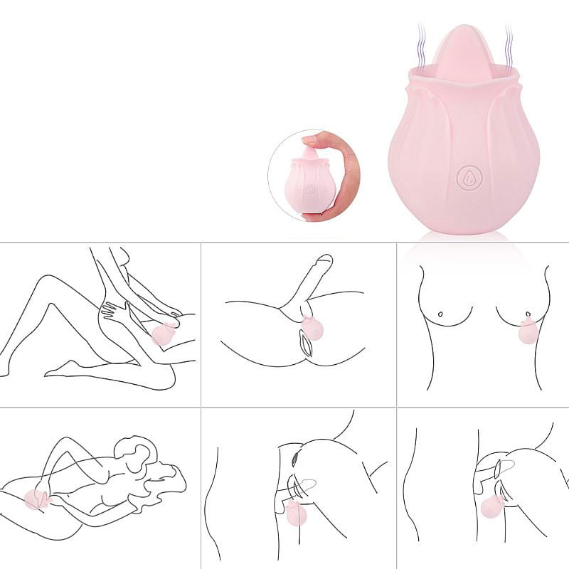 Estimulador de Clitóris em Formato de Rosa com Língua, Recarregável e 10 Modos Vibração - S-Hande Nectar | 7,8 x 5,3 cm - 4