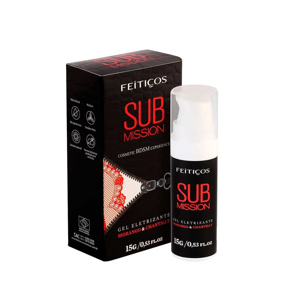Gel Estimulante Beijável com Efeito Eletrizante e Sabor Morango & Chantilly - Feitiços Aromáticos Sub Mission | 15g - 1