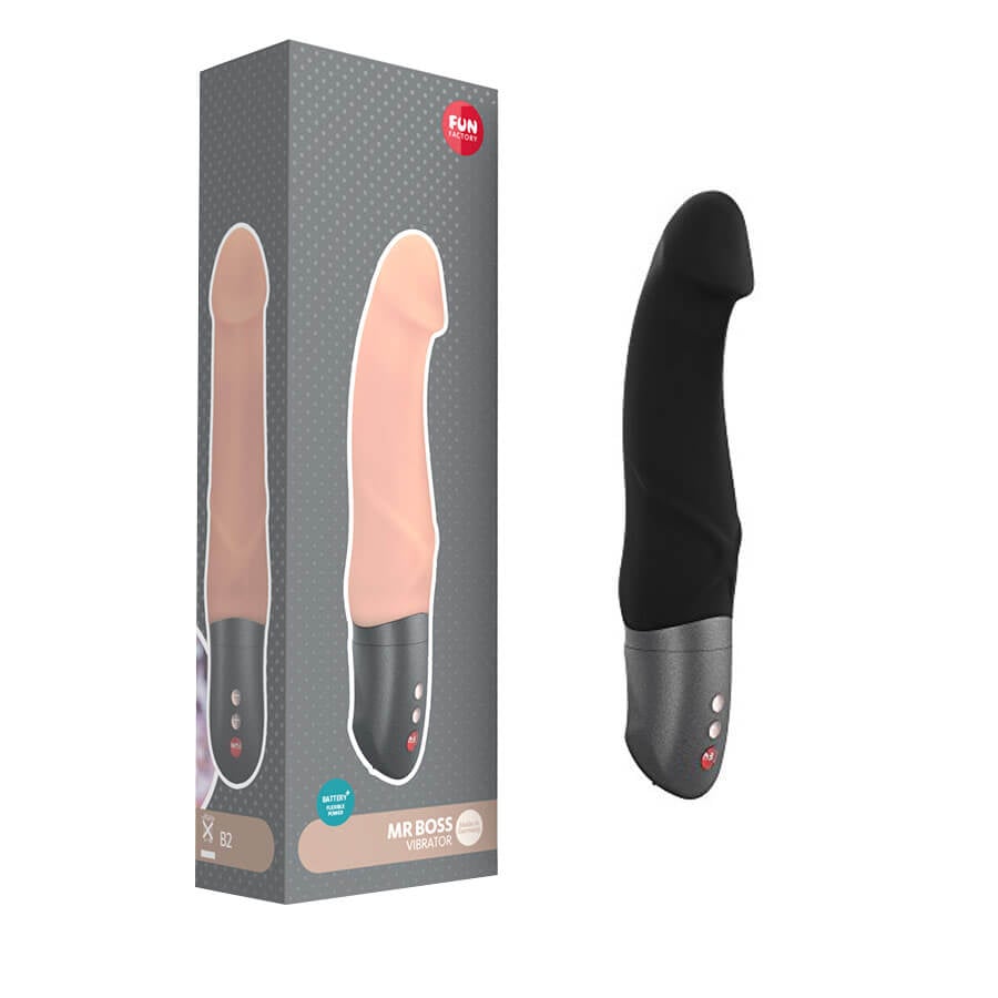Fun Factory Mr Boss - Vibrador Ponto G em Formato de Pênis com Glande, 6 Modos de Vibração e à Prova D'Água  | Cor: Preto - 1
