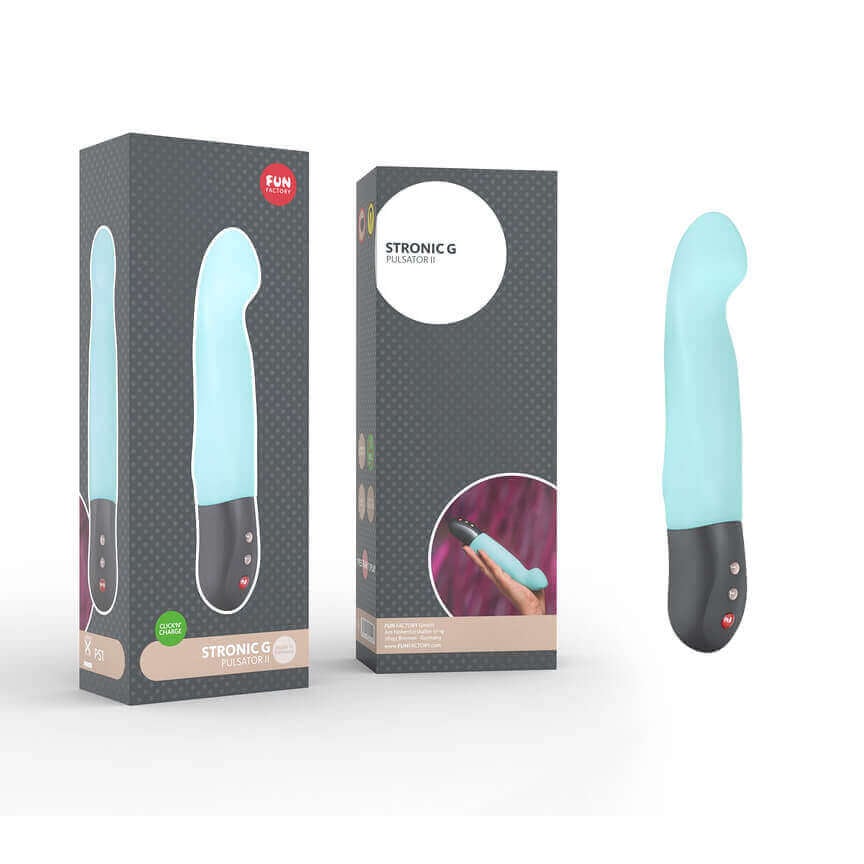 Fun Factory Stronic G - Massageador Recarregável com estimulador de Ponto G e 10 Pulsações à Prova D'Água - 21,5 x 3,6 cm | Cor: Azul - 1