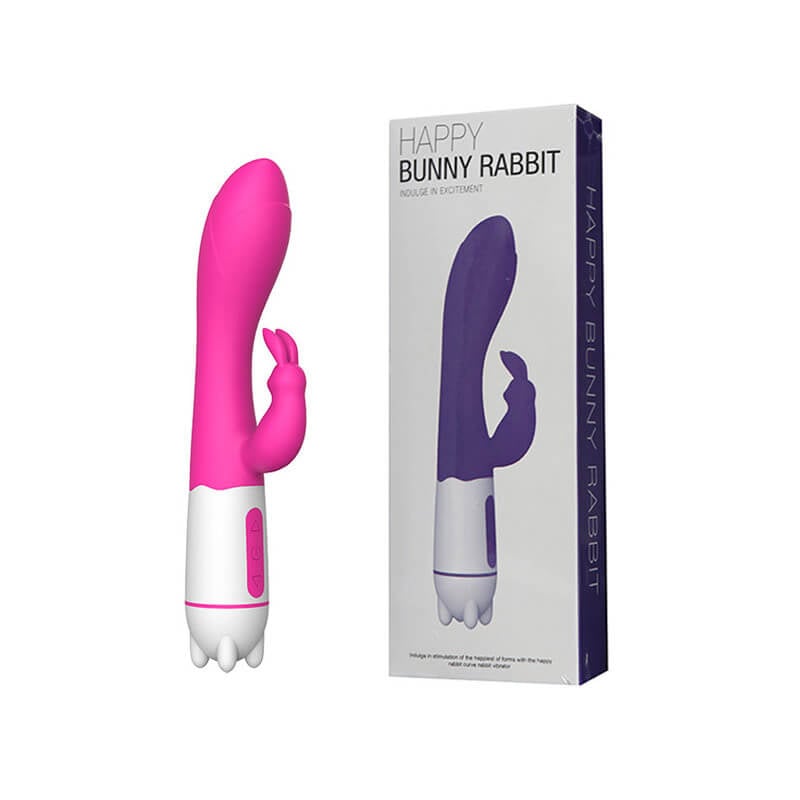 Vibrador de Ponto G Recarregável com Estimulador de Clitóris em Forma de Coelho e 36 Modos de Vibração em 5 Intensidades - Happy Bunny Rabbit - 9,6 x 3,2 cm - 1