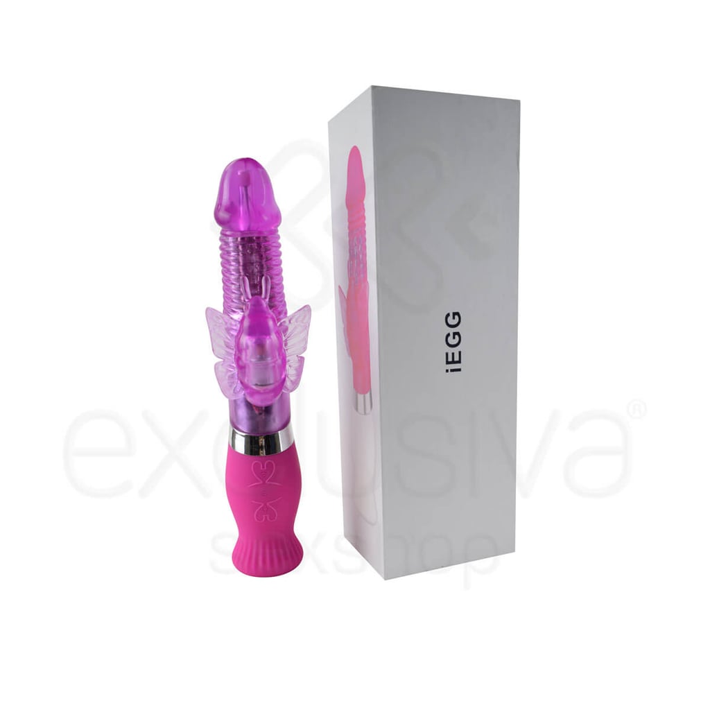 iGox Carol - Vibrador Rotativo Recarregável com Estimulador de Clítoris em Forma de Borboleta, 6 Modos de Vibração e 6 Modos de Velocidade - 25 x 3,8 cm - 1