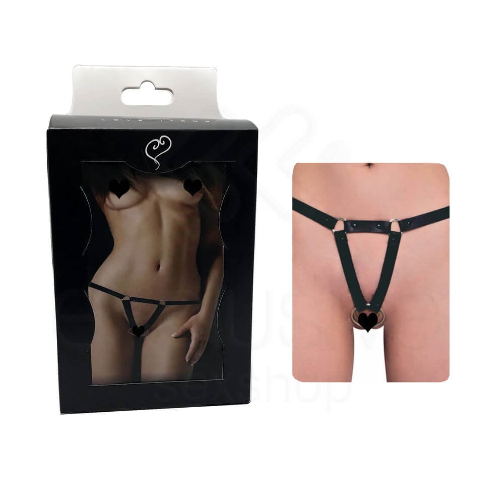 Calcinha Sado em Couro Ecológico com Formato Triangular e Elástico Ajustável - InNamorata Love Items Fetish | Tamanho Único - 1