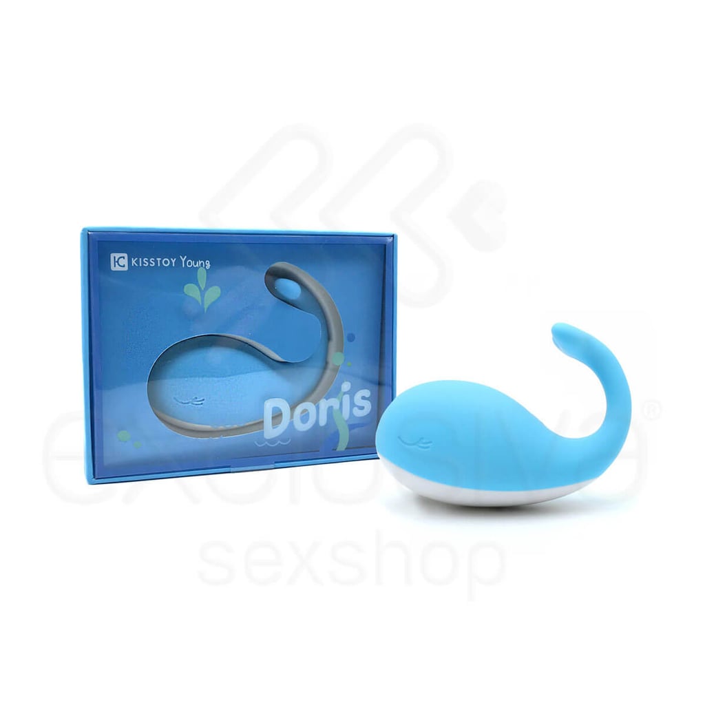 Vibrador Massageador Corporal em Forma de Baleia Recarregável com 10 Modos de Vibração e 3 Modos de Intensidade com Controle - Kisstoy Young Doris - 6,9 x 3,2 cm - 5