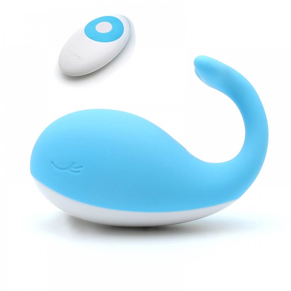 Vibrador Massageador Corporal em Forma de Baleia Recarregável com 10 Modos de Vibração e 3 Modos de Intensidade com Controle - Kisstoy Young Doris - 6,9 x 3,2 cm - 1