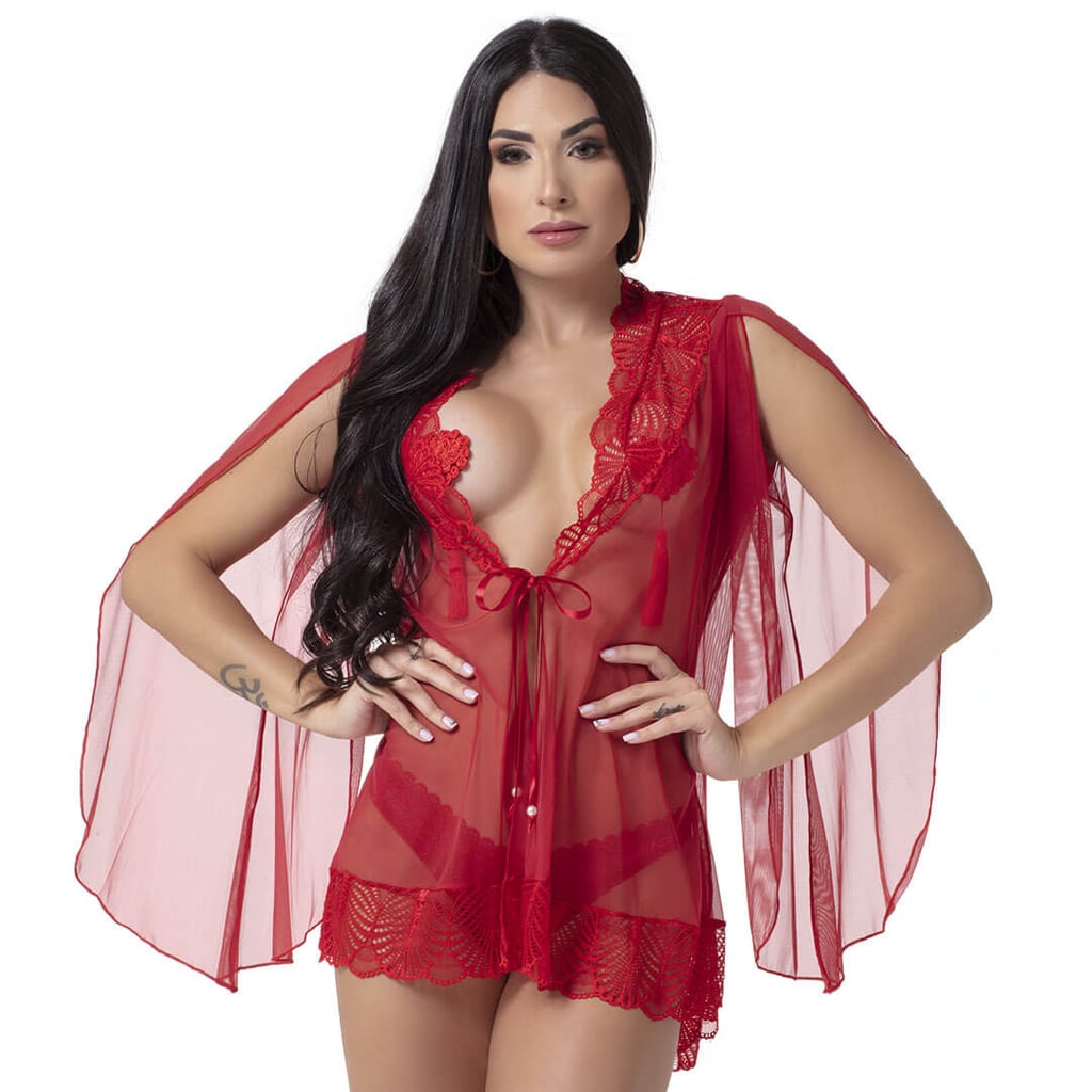 Lingerie Sapeka - Robe Cindy em Tule e Renda | Tamanho Único | Disponível em 3 Cores - 4