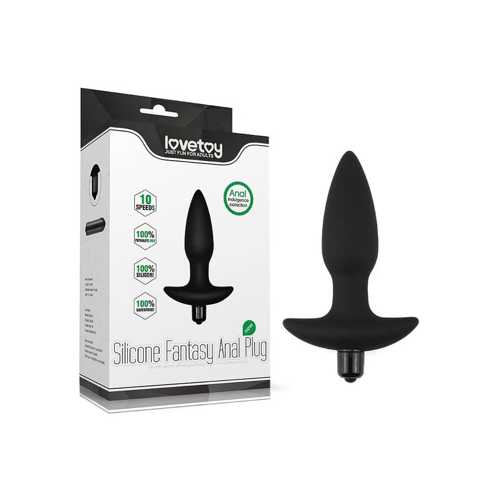Plug Anal Cônico em Silicone com Cápsula Vibratória e 10 Modos de Vibração - Lovetoy Silicone Fantasy Anal Plug - 10 x 3,4 cm - 1