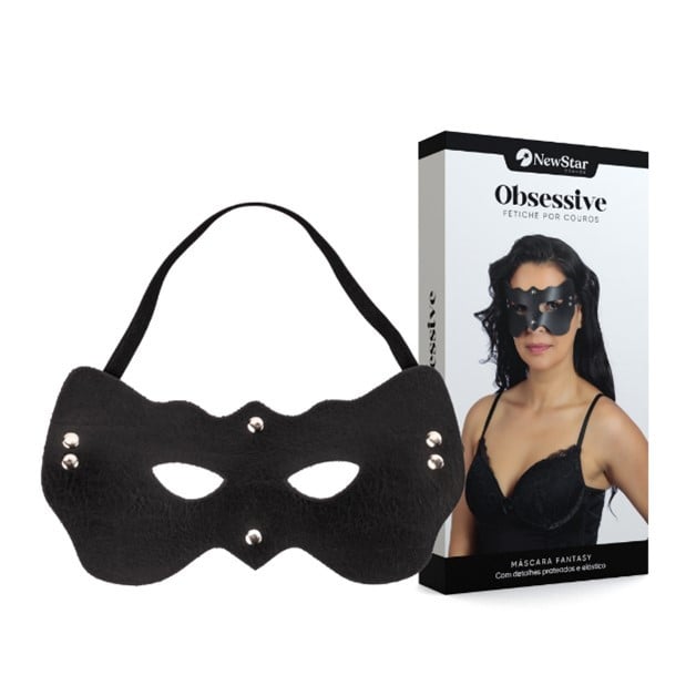 Máscara Fantasy com Detalhes em Prateados e Elástico - New Star Couros - 1