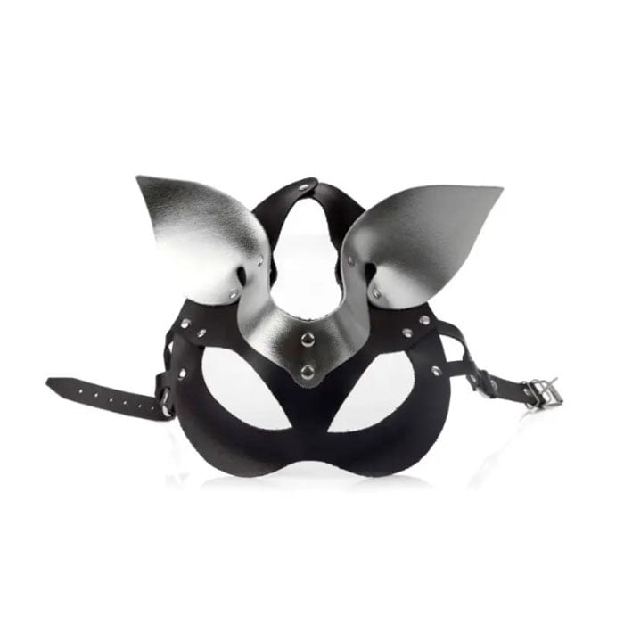 Máscara Sado Mulher Gato em Couro com Detalhe Prateado - New Star Couros| Tamanho Único - 2