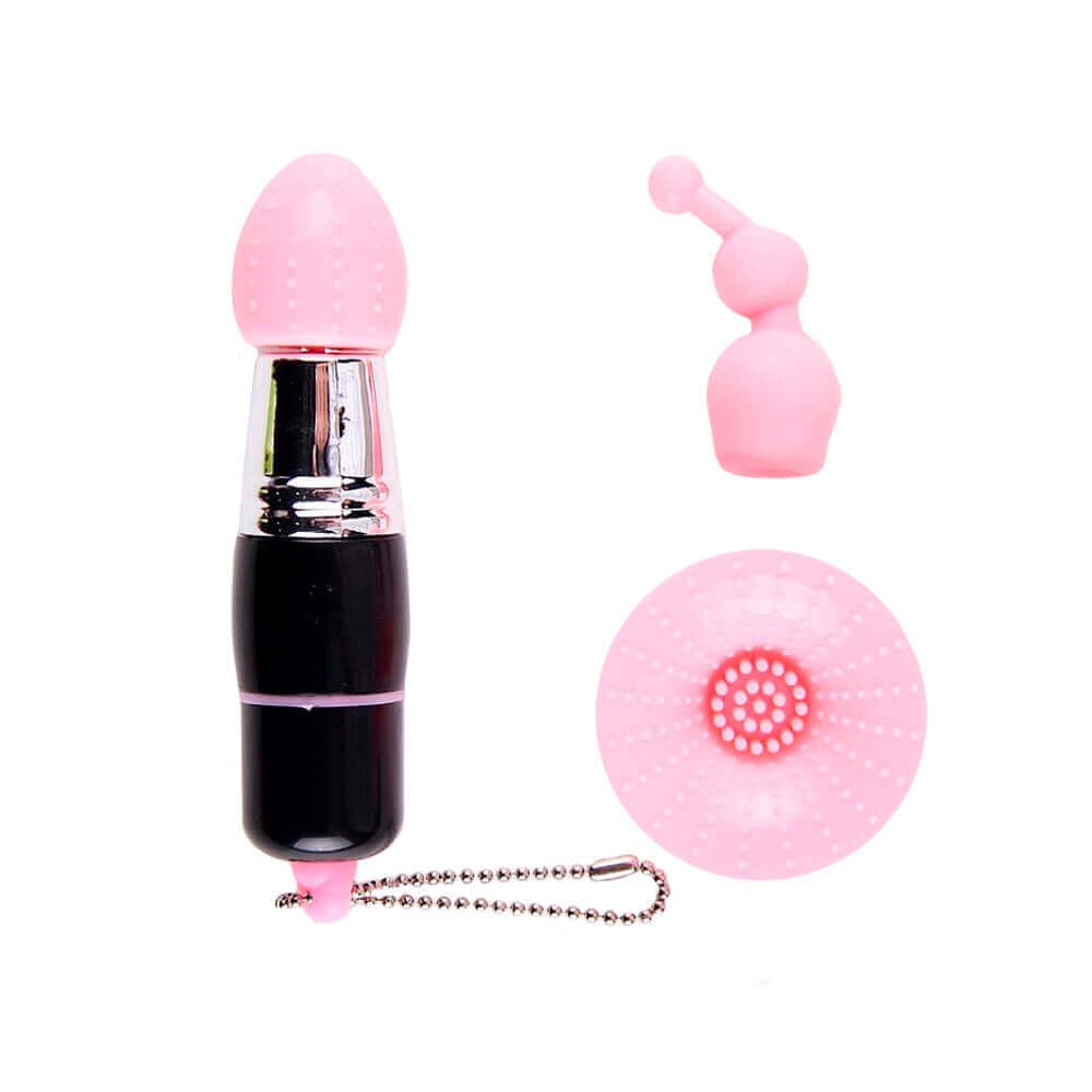 Mini Vibrador em Forma de Chaveiro com 3 Estimuladores Removíveis e Vibração Única - Jun Vibrating Joy | Disponível em 2 Cores - 1