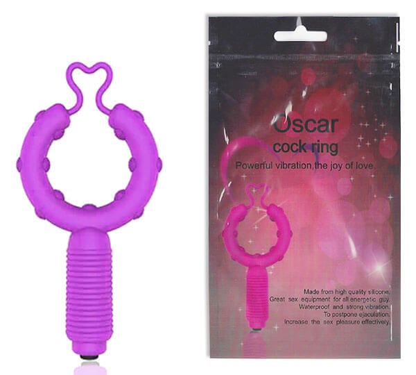 Oscar Cock Ring - Anel Peniano com Estimulador Clitoriano e Vibração Única - 10 x 5 cm | Cor: Roxo - 1