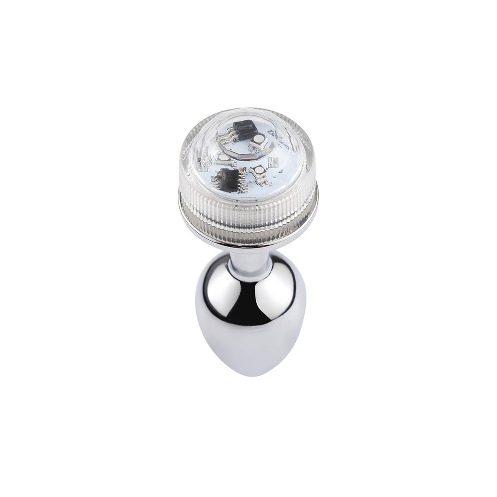 Plug Anal Cônico em Metal com Luz de LED e Controle Remoto Sem Fio - Anal Plug Stainless - 5,5 x 2,6 cm - 5