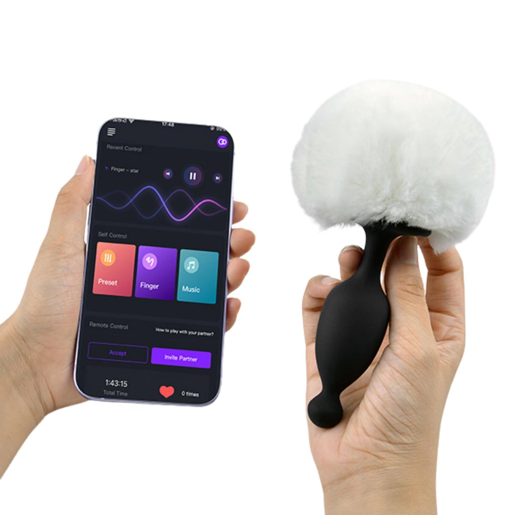 Plug Anal Cônico Recarregável com Cauda de Coelho, 7 Modos de Vibração e Controle por Aplicativo - Magic Bunny | 8,3 x 2,8 cm - 8
