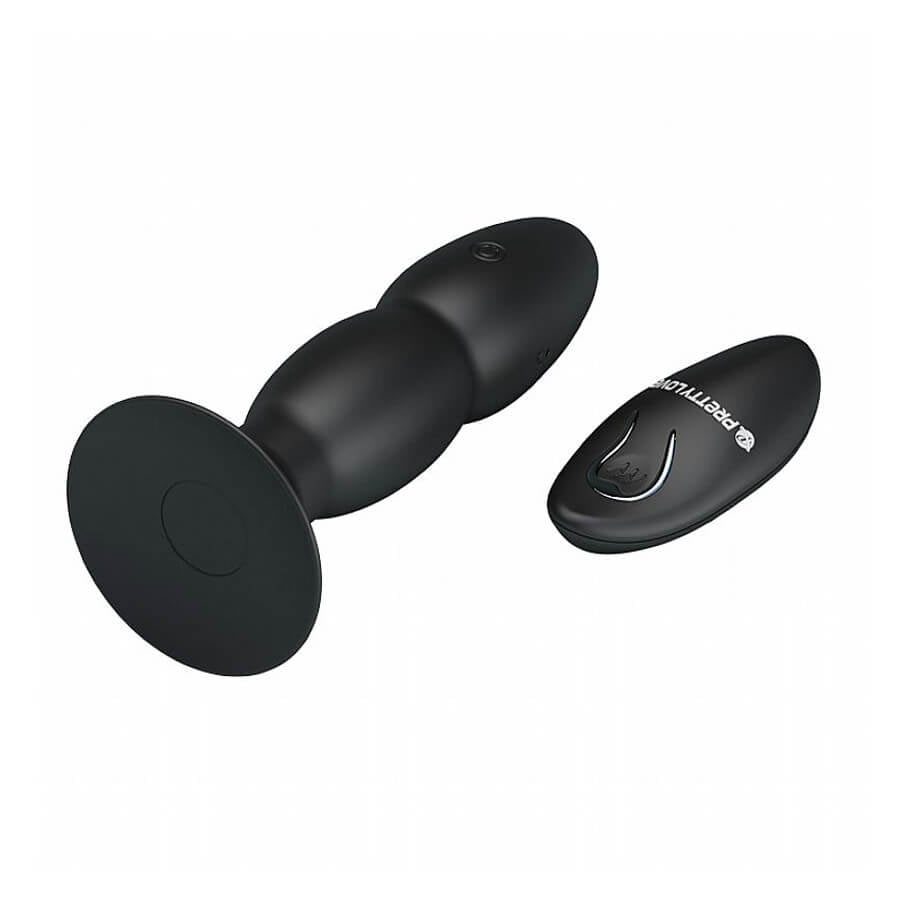 Plug Anal Cônico com Ventosa, Controle Remoto sem Fio, 4 Modos de Vibração e Rotação - Pretty Love Beaded For Extra Pleasure - 11,8 x 3,4 cm | Disponível em 3 Cores - 3