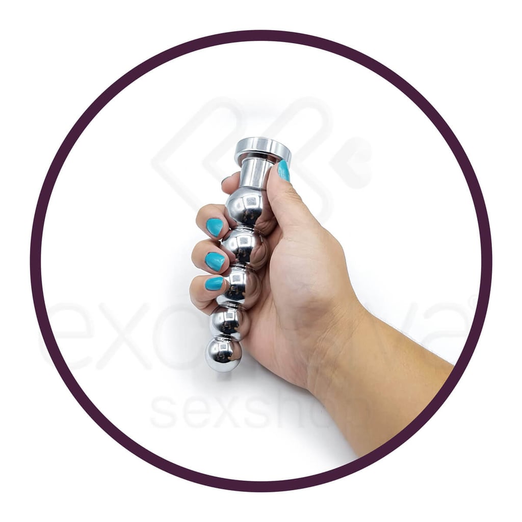 Plug Anal Cromado Escalonado em Alumínio com Joia na Base - Vip Mix | 12,3 x 3,3 cm | Disponível em 3 Cores - 6