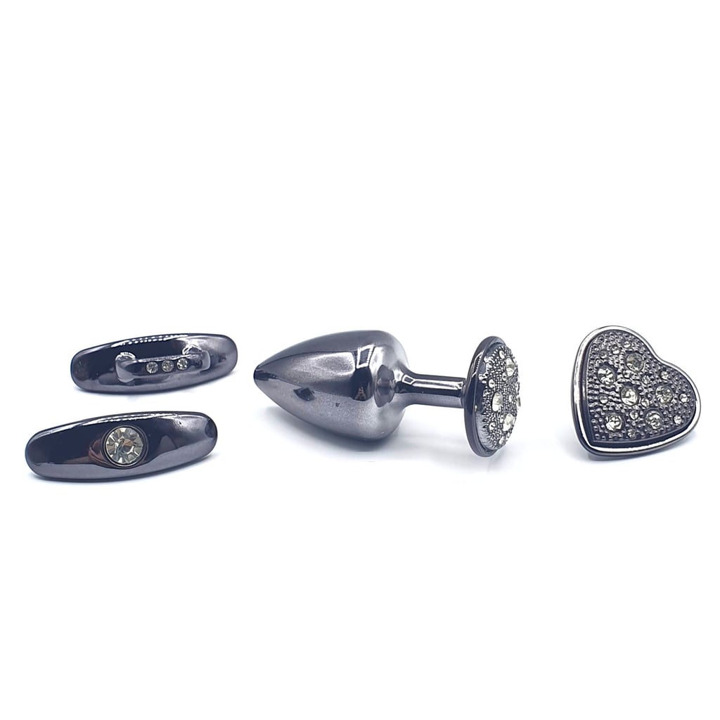 Plug Anal ''M'' em Forma de Cone com 4 Alças Removíveis e Detalhes de Joias - Hard Anal Kit | 6,4 x 3,2 cm | Disponível em 2 Cores - 4