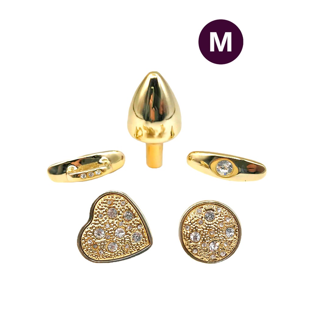 Plug Anal ''M'' em Forma de Cone com 4 Alças Removíveis e Detalhes de Joias - Hard Anal Kit | 6,4 x 3,2 cm | Disponível em 2 Cores - 1