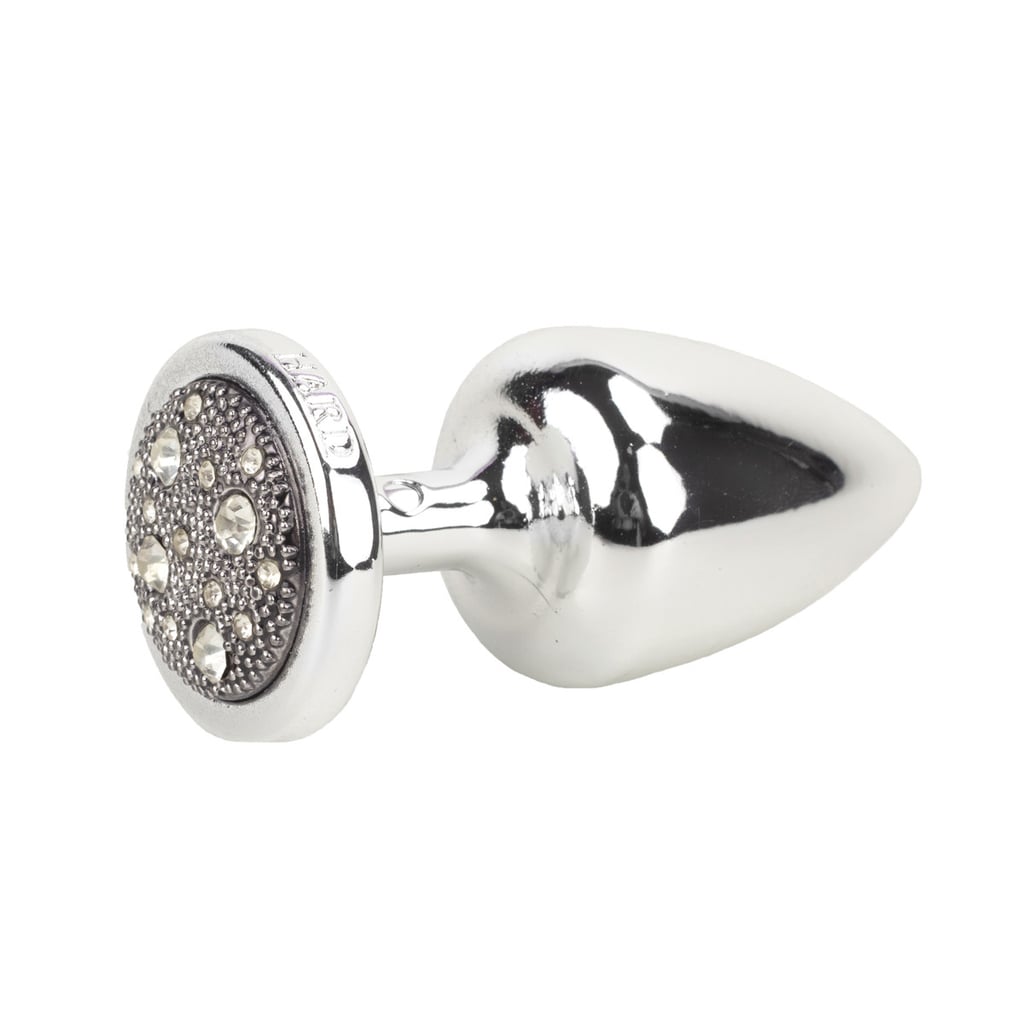Plug Anal "P" em ABS Atóxico com Formato Cônico e Detalhes de Joias Cravejadas - Hard Less | 6 x 2,6 cm | Cor: Cromado com Pedra Ônix - 1