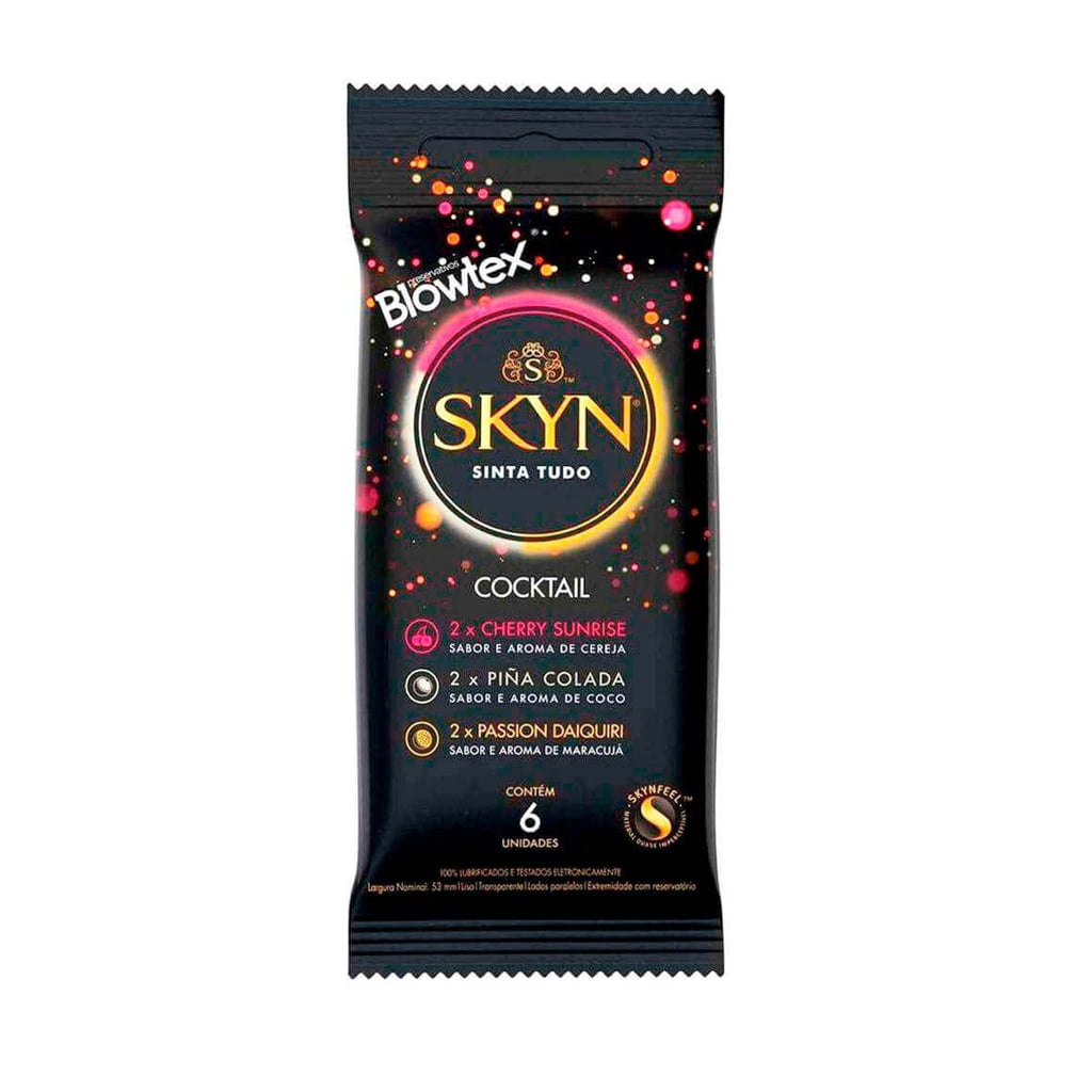 Cocktail com Aromas Reais - Preservativo Blowtex Skyn - 6 UN - 1