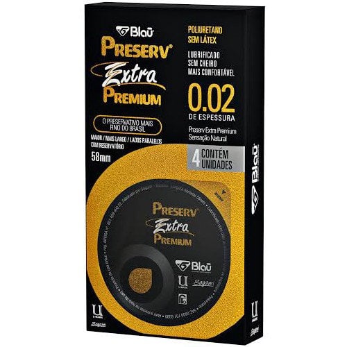 Preserv Extra Premium - Preservativo Extra Fino - 4 Unidades - 1