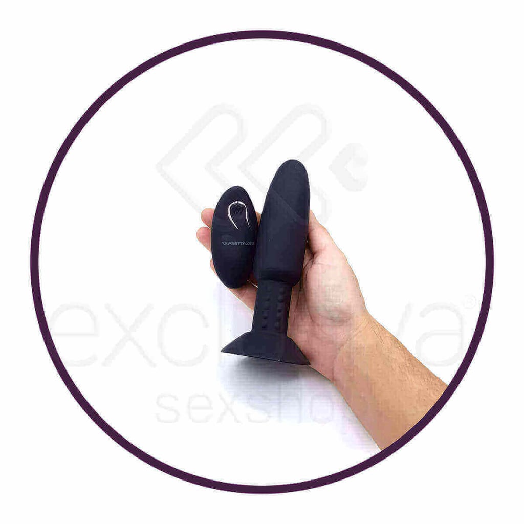 Plug Anal em Silicone com 4 Modos de Vibração, Rotação, Ventosa e Controle Remoto sem Fio - Pretty Love Beaded For Romantic - 15 x 3,6 cm - 4