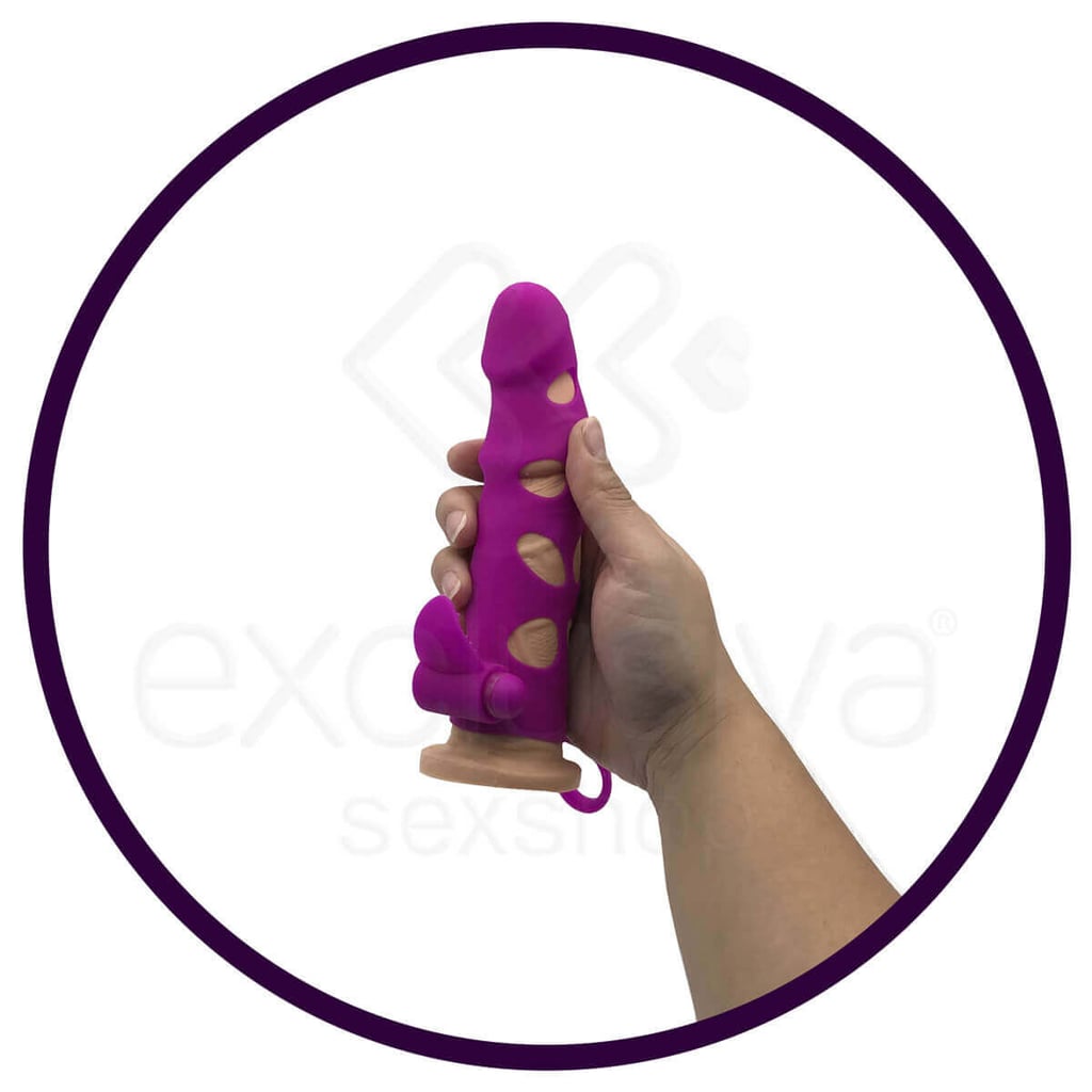 Pretty Love - Capa Peniana Vazada com Anel para Escroto e Estimulador de Clítoris  | Cor: Roxo - 8