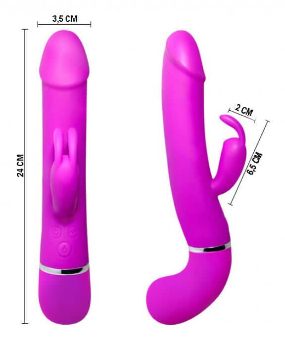Vibrador Rabbit com Glande, Recarregável, Simulador de Ejaculação, 12 Modos de Vibração e À Prova D'Água - Pretty Love Henry | 24 x 3,5 cm - 2