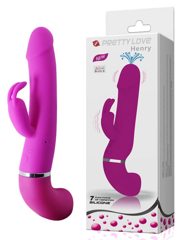 Vibrador Rabbit com Glande, Recarregável, Simulador de Ejaculação, 12 Modos de Vibração e À Prova D'Água - Pretty Love Henry | 24 x 3,5 cm - 1